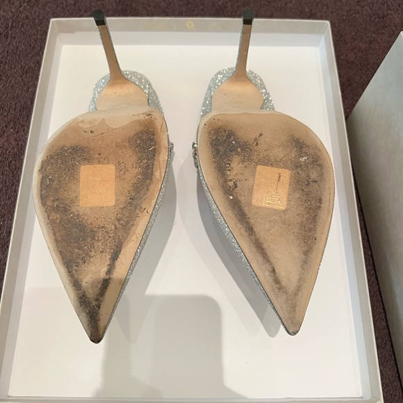 Jimmy Choo Bing 100mm Glitter Leather Mules, Silver 37 - Picture 5 of 10